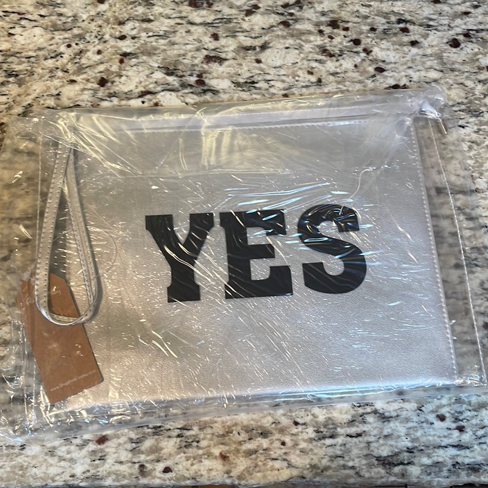 New! Yes/No silver wristlet